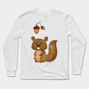 Thanksgiving Chestnut And Squirrel Autumn Woodland Nursery Long Sleeve T-Shirt